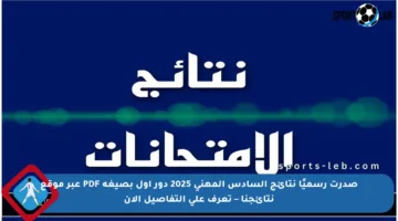 صدرت رسميًا نتائج السادس المهني 2025 دور أول بصيغة PDF عبر موقع نتائجنا – تعرف على التفاصيل الآن